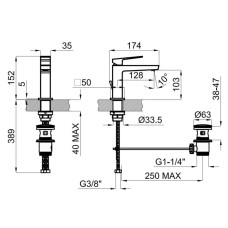 Смеситель для раковины с донным клапаном Noken Square N199998927