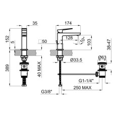 Смеситель для раковины с донным клапаном Noken Square N199998922