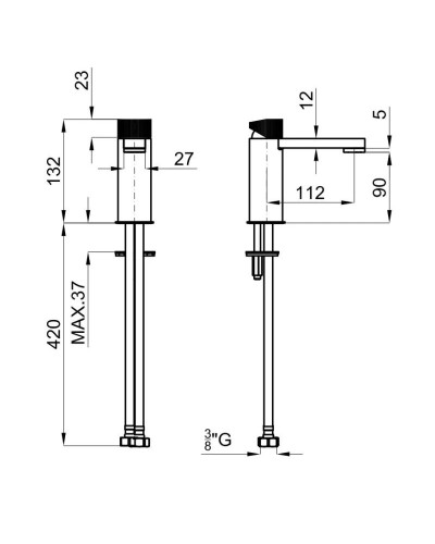 Смеситель для раковины без донного клапана Noken Tono N109390087