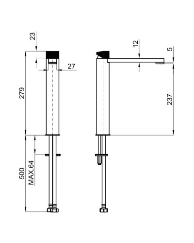 Смеситель для раковины без донного клапана Noken Tono N109390130