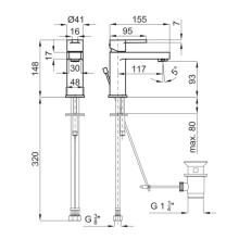 Смеситель для раковины с донным клапаном Noken Urban N199999611