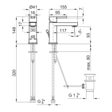 Смеситель для раковины с донным клапаном Noken Urban N199999610