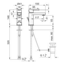 Смеситель для раковины с донным клапаном Noken Urban N199999612