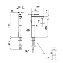 Смеситель для раковины с донным клапаном Noken Urban N199999614