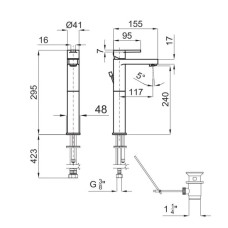 Смеситель для раковины с донным клапаном Noken Urban N199999614