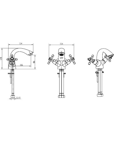 Смеситель для раковины Boheme Royal Cristal 291-Royal Золото