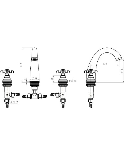 Смеситель для раковины Boheme Royal Cristal 317-Royal/CRSTblack Бронза