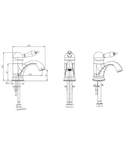 Смеситель для раковины Boheme Murano 281-MR-W Золото