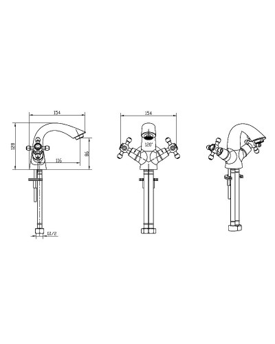 Смеситель для раковины Boheme Royal Cristal 311-Royal Бронза