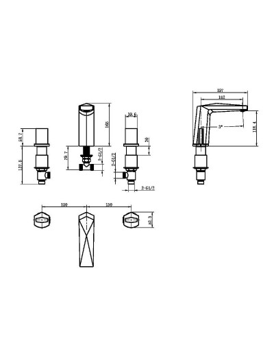 Смеситель для раковины Boheme Venturo 150-SGM-ICE Оружейная сталь глянцевая