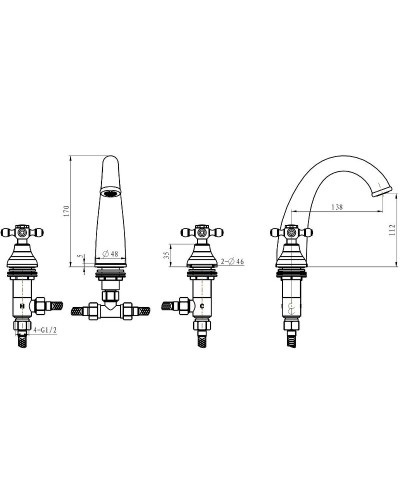 Смеситель для раковины Boheme Royal Cristal 277-Royal/CRSTBlack Хром