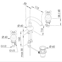 Смеситель для раковины Remer Liberty 11CLIVO Бронза