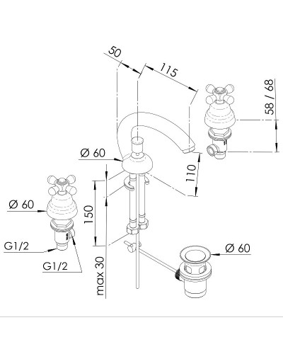Смеситель для раковины Remer Liberty 11CLIVO Бронза
