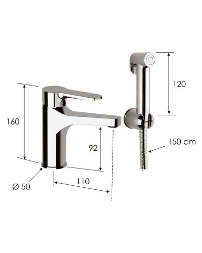 Смеситель для раковины Remer Winner W10SHW с гигиеническим душем Хром