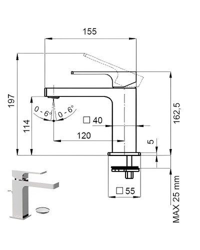 Смеситель для раковины Remer Absolute AU10 Хром