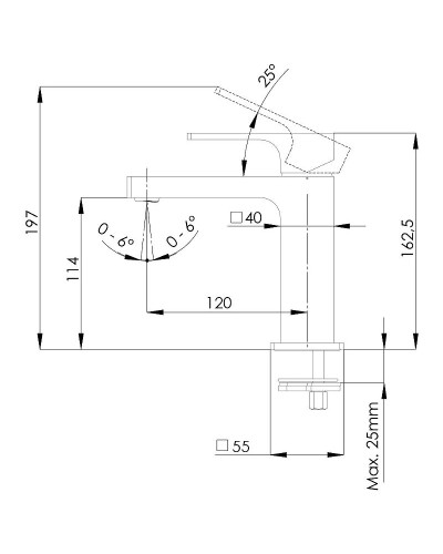Смеситель для раковины Remer Absolute AU12NO Черный матовый