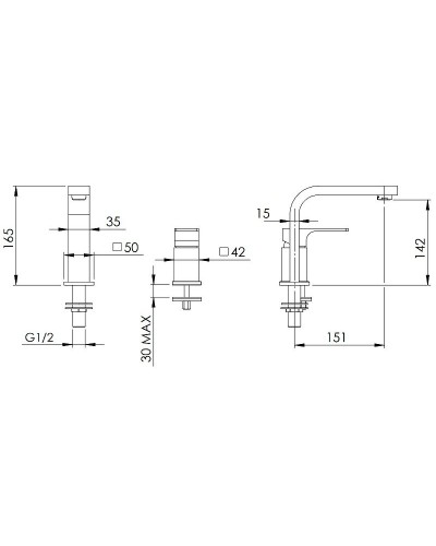 Смеситель для раковины Remer Absolute AU57NO Черный матовый