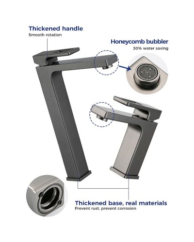 Смеситель для раковины Gappo G17-9 G1017-9 Оружейная сталь