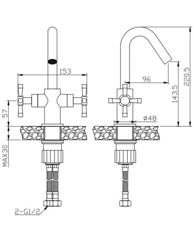 Смеситель для раковины без донного клапана Orange Mia M34-011Gr