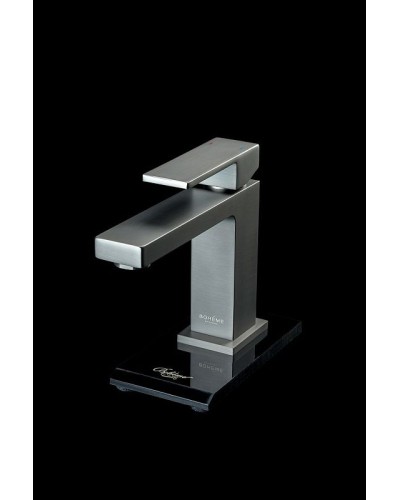 Смеситель для раковины Boheme Qubic 471-GM Оружейная сталь матовая