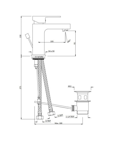 Cмеситель для раковины с донным клапаном Jaquar Alive ALI-CHR-85051B