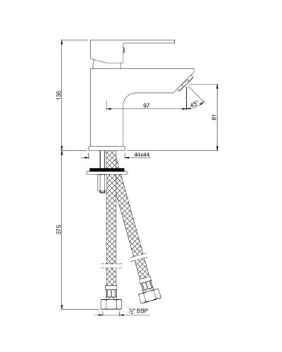 Смеситель для раковины без донного клапана Jaquar Aria ARI-CHR-39001B