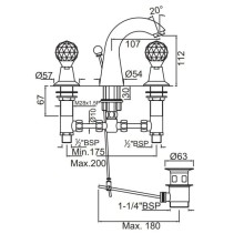 Cмеситель для раковины с донным клапаном Jaquar Rendezvous CTL-GLD-8191