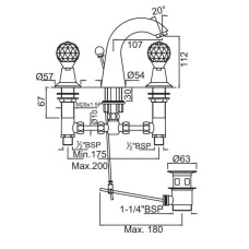 Cмеситель для раковины с донным клапаном Jaquar Rendezvous CTL-GLD-8191