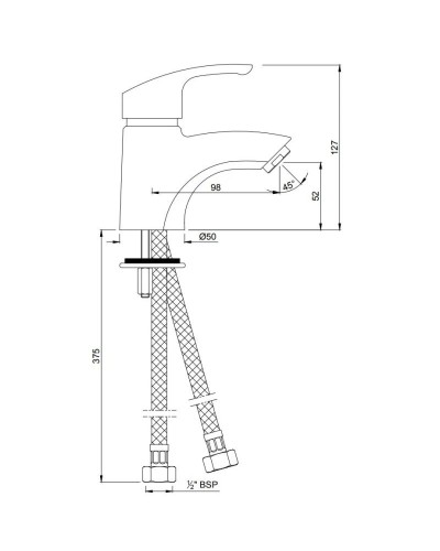 Смеситель для раковины без донного клапана Jaquar Eko EKO-CHR-33001B