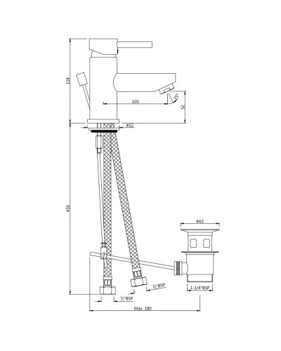 Cмеситель для раковины с донным клапаном Jaquar Florentine FLR-CHR-5051B