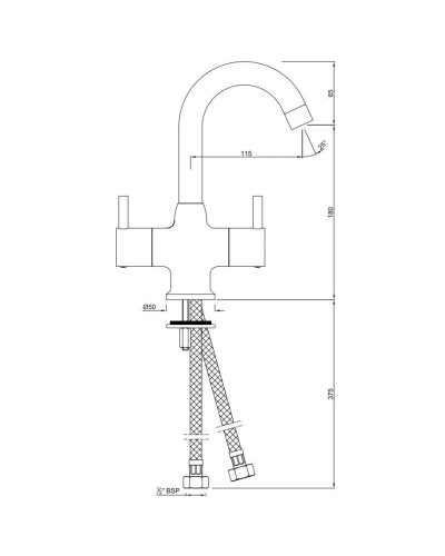 Смеситель для раковины без донного клапана Jaquar Florentine FLR-CHR-5167NB