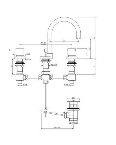 Cмеситель для раковины с донным клапаном Jaquar Florentine FLR-CHR-5191N