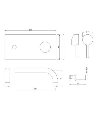 Смеситель для раковины без донного клапана Jaquar Florentine FLR-CHR-5233K