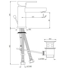 Cмеситель для раковины с донным клапаном Jaquar Fusion FUS-CHR-29052B