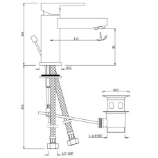 Cмеситель для раковины с донным клапаном Jaquar Fusion FUS-CHR-29052B