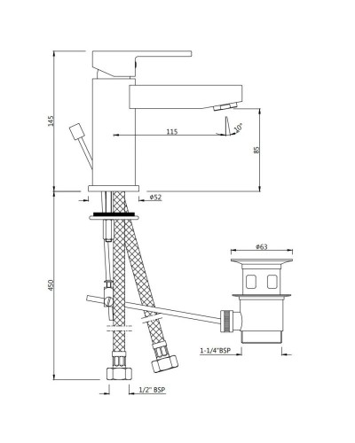 Cмеситель для раковины с донным клапаном Jaquar Fusion FUS-CHR-29052B