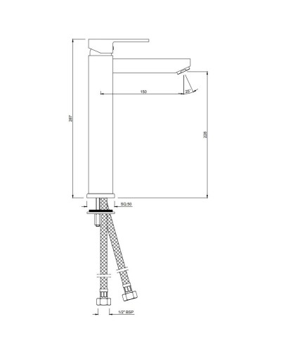 Смеситель для раковины без донного клапана Jaquar Kubix-F KUB-CHR-35009NFB