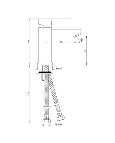 Смеситель для раковины без донного клапана Jaquar Kubix-F KUB-CHR-35023FB