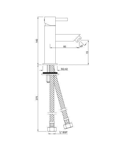 Смеситель для раковины без донного клапана Jaquar Kubix-F KUB-CHR-35025B