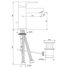 Cмеситель для раковины с донным клапаном Jaquar Kubix-F KUB-CHR-35052FB