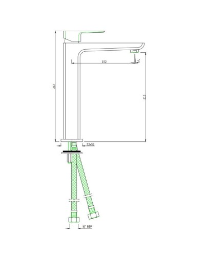Смеситель для раковины без донного клапана Jaquar Kubix Prime KUP-WHM-35005BPM
