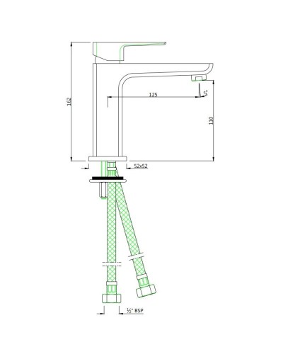 Смеситель для раковины без донного клапана Jaquar Kubix Prime KUP-CHR-35011BPM