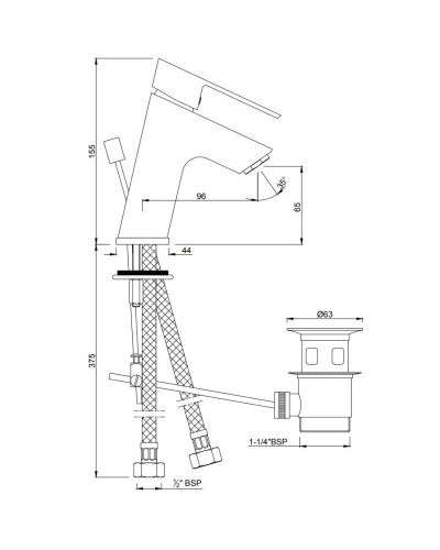 Cмеситель для раковины с донным клапаном Jaquar Lyric LYR-CHR-38051B