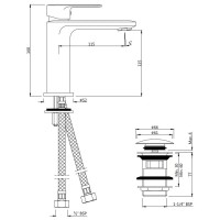 Cмеситель для раковины с донным клапаном Jaquar Opal Prime OPP-CHR-15011BPMCLW