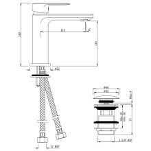 Cмеситель для раковины с донным клапаном Jaquar Opal Prime OPP-CHR-15011BPMCLW