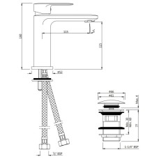 Cмеситель для раковины с донным клапаном Jaquar Opal Prime OPP-CHR-15011BPMCLW