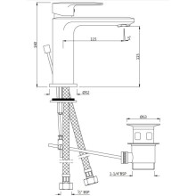 Cмеситель для раковины с донным клапаном Jaquar Opal Prime OPP-CHR-15051BPM