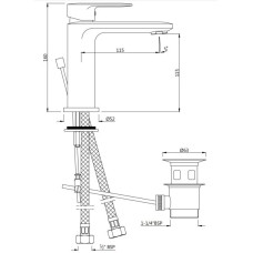 Cмеситель для раковины с донным клапаном Jaquar Opal Prime OPP-CHR-15051BPM
