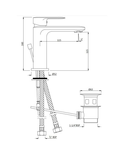 Cмеситель для раковины с донным клапаном Jaquar Opal Prime OPP-CHR-15051BPM