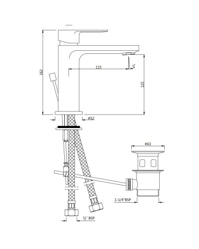 Cмеситель для раковины с донным клапаном Jaquar Ornamix Prime ORP-CHR-10051BPM
